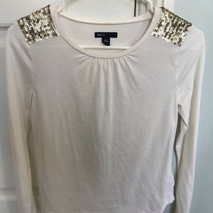 Kids white shirt with gold sparkle shoulders!